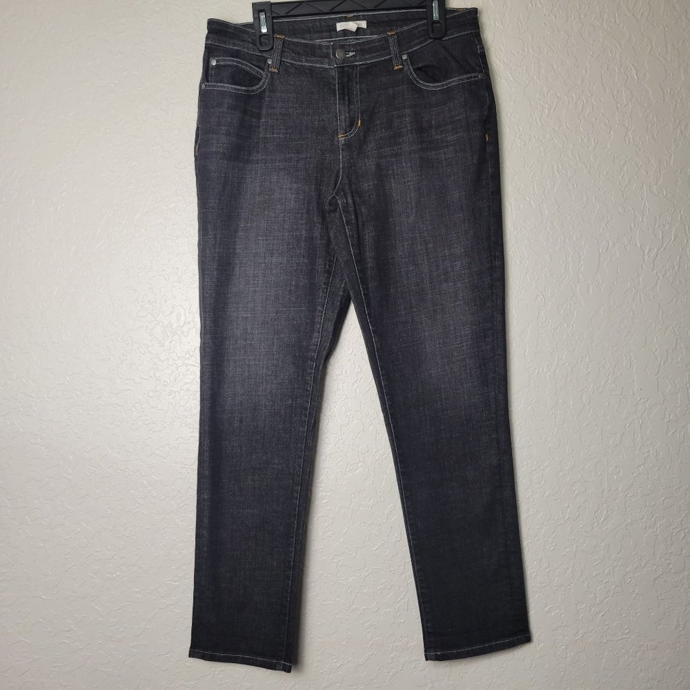 Eileen Fisher 98% Organic Cotton Straight Ankle Mid Rise Jeans, 8, washed black